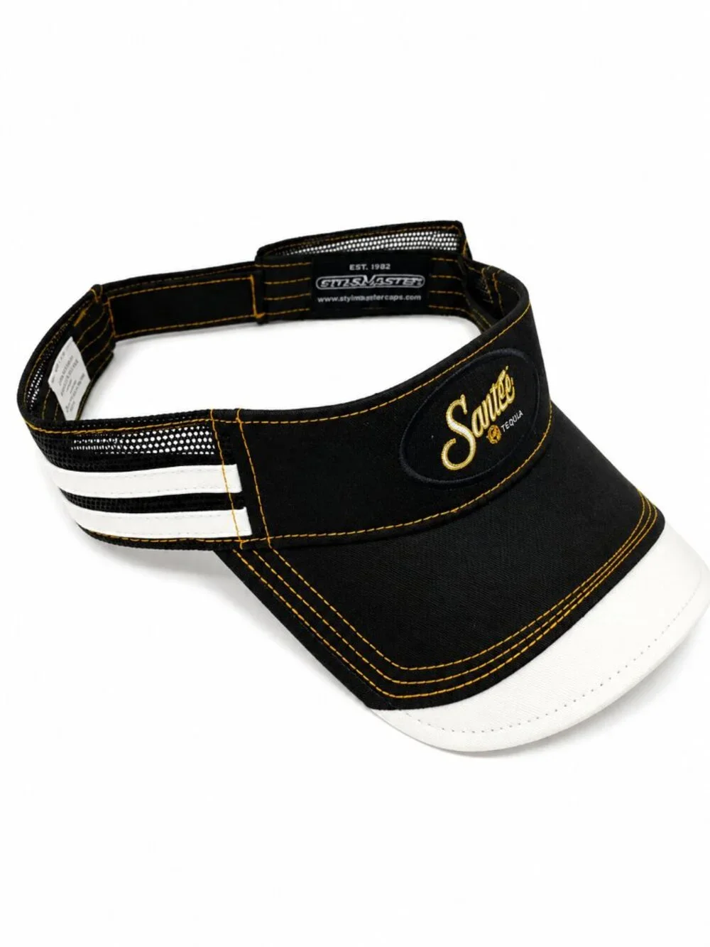 Sauza Tequila Adjustable Sun Visor Black White Embroidered Promo Hat